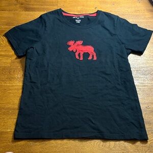 Little Blue House Black Tee with Red Moose